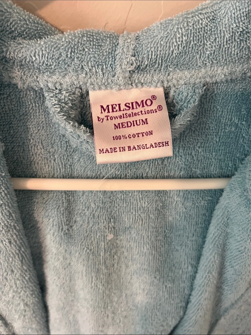 Cozy Hooded Thick Terry Cloth Bathrobe in Light Blue M